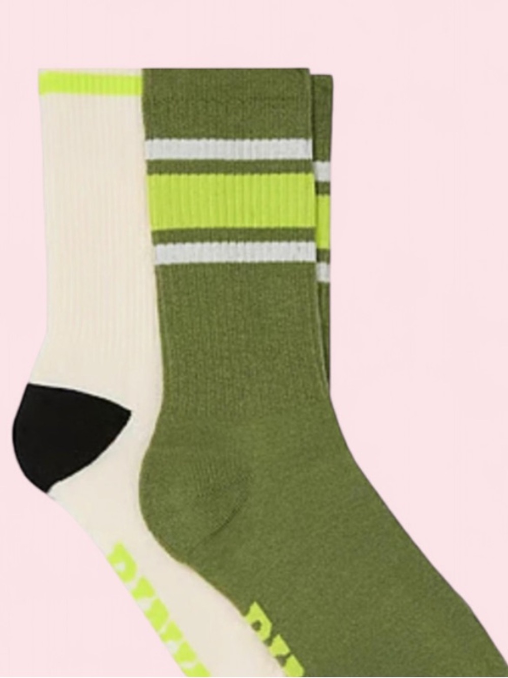 PINK Color Block Crew Socks Victoria’s Secret 2 Pack NWT💚